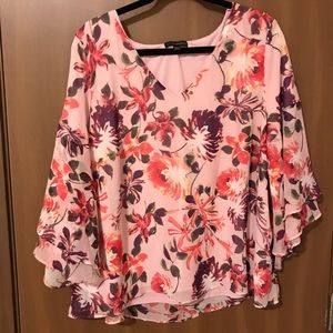 Pink floral blouse